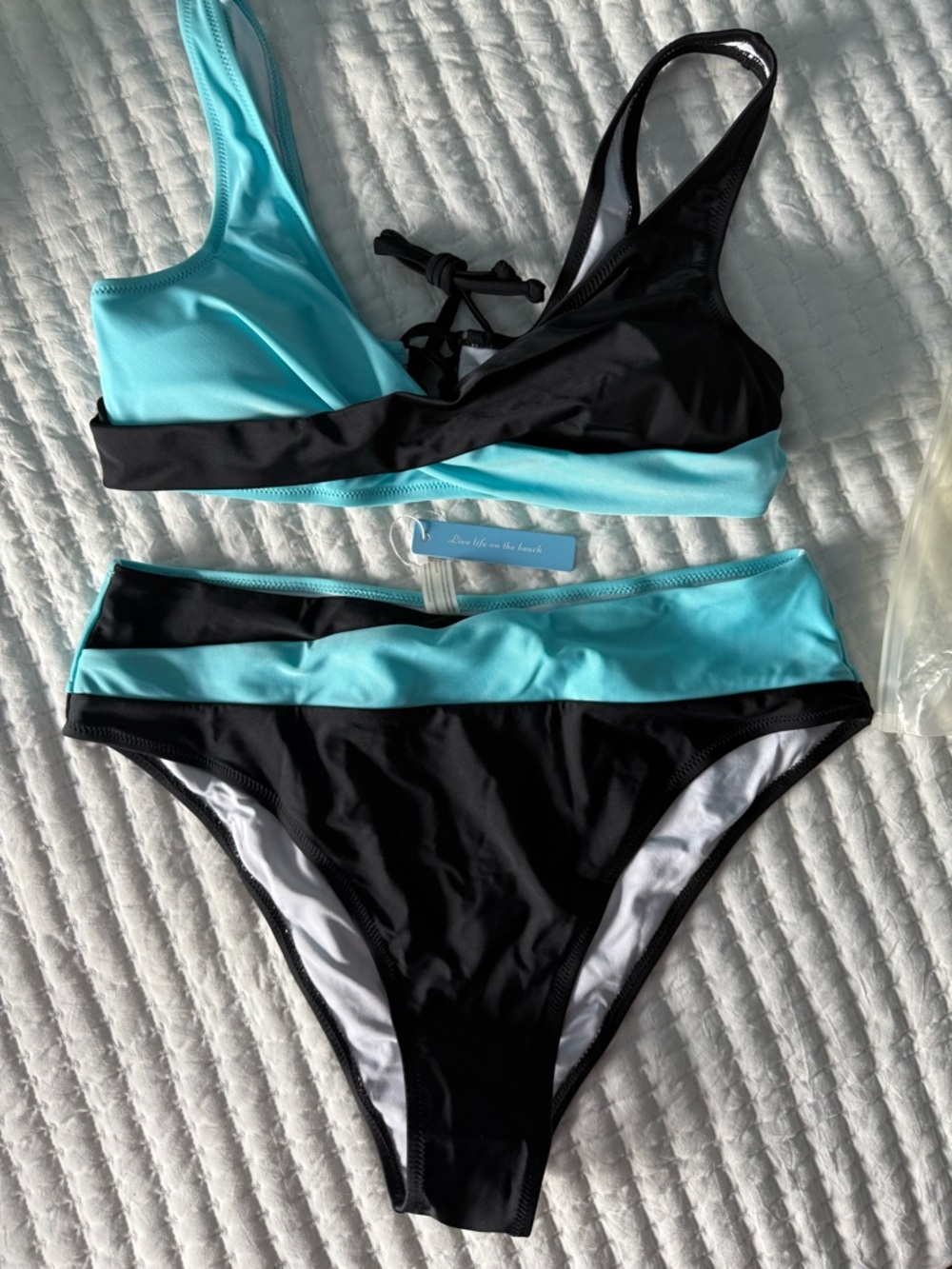 Black and Turquoise Colorblock Women’s Bikini Set